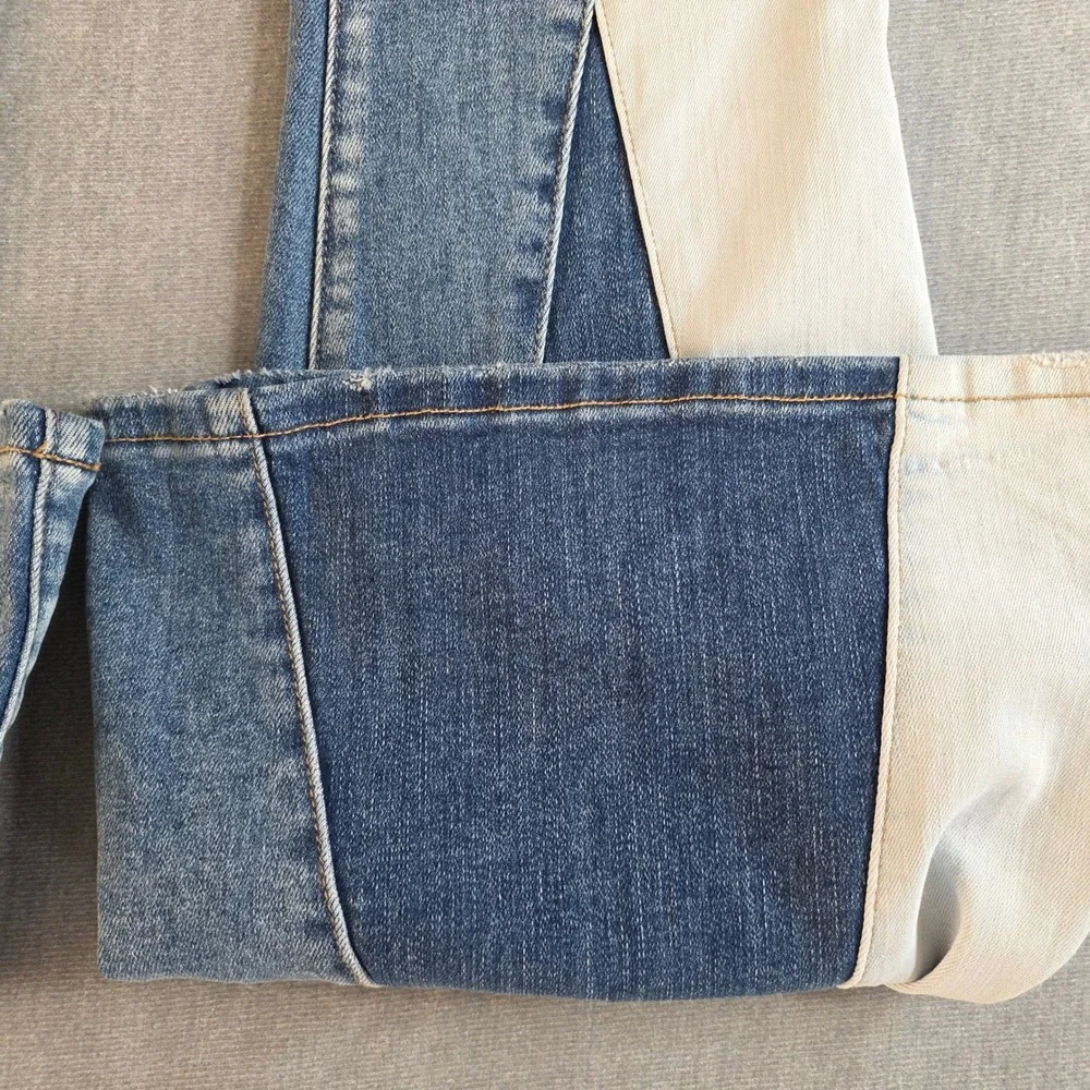 Vervet by Flying Monkey Colorblock Flare Jeans High Rise Panel Denim Sz 28 Boho - Picture 5 of 12